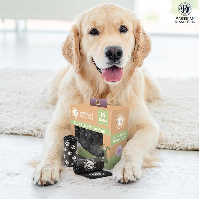 American Kennel Club Extra Thick Dog Poop Bags - Leak-Proof and Scented Waste Bags - 240 Count (16 Refill Rolls) - Durable, Heavy-Duty, Fits Standard Dispensers