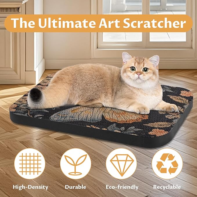 2 Pack Art Cat Scratcher, Wall-Mountable Cat Scratch Pad, Cat Wall Scratcher 16.7x11x1 Inch Cat Scratching Board for Indoor Cats Toy (Owl & Butterfly)