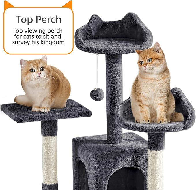 Yaheetech 72-inch Cat Tree, Multi-Level Cat Tower with 2 Condos & 6 Scratching Posts, 3 Perches & Detachable Toy Ball, Pet Furniture Play House for Kittens/Cats, Dark Gray