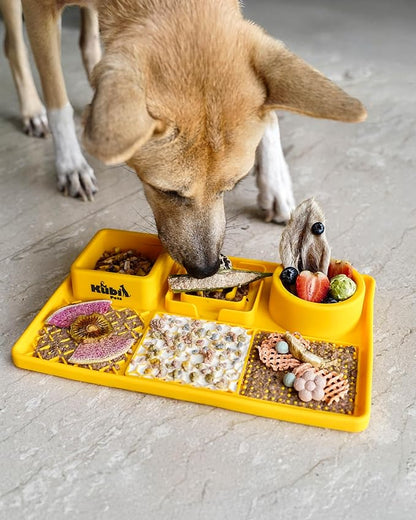 Snack Board Slow Feeder for Dogs – Large Enrichment Feeding Board with Mini Bowls & Flat Sections, Perfect for Treats & Meals | Kubi Pets