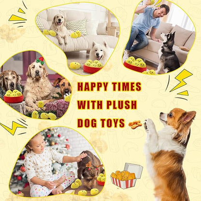 Dog Squeak Toys, 6 Pack Chicken Nugget Dogs Push Toys Interactive Puppy Toys Bark Box Toys Dog Chicken Toy to Keep Them Busy
