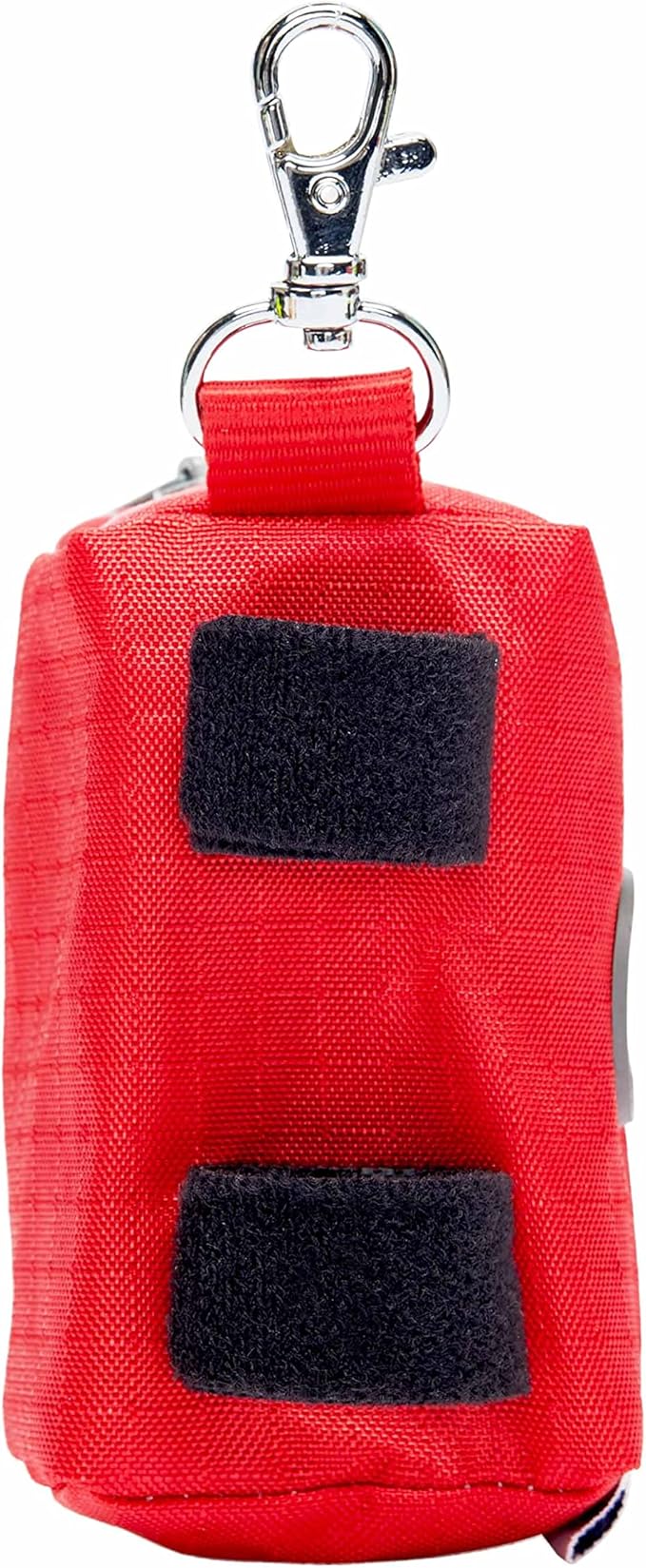 Blueberry Style Red Dog Waste Bag Dispenser, Solid Color Trash Bag Dispenser with 2 Auto Locking Zipper, Dog Poop Bag Holder Leash Attachment, Includes 1 Roll of Free Poop Bags