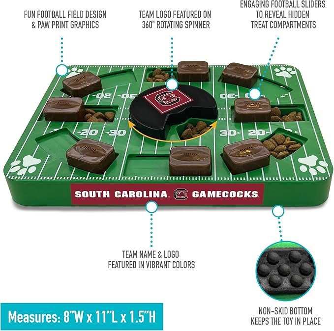 NCAA Puzzle Toy Slow Feeder, Puzzle Treat Dog Toy, Interactive Dog Treat Toy, Dog Puzzle Feeding Slow Toy (South Carolina Gamecocks)
