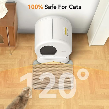 MeoWant Self Cleaning Cat Litter Box, Large Capacity Automatic Cat Litter Box with Integrated Safety Sensors, APP Control, Odor-Free for Multi Cats with Mat & Liner