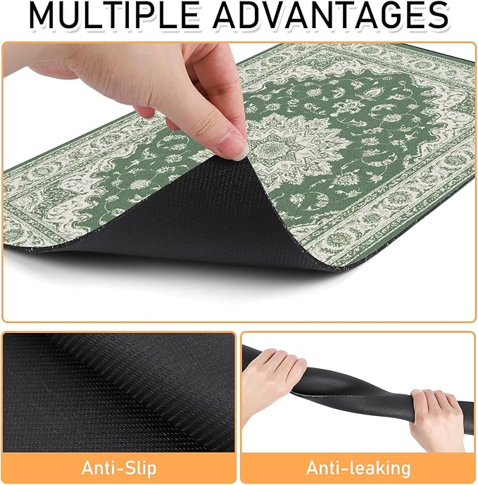 Dog Cat Food Mat - Absorbent Anti Slip Dog Bowl Mats for Food and Water, Quick Dry Cat Feeding Matts for Floors, Diatomite Pet Dish Placemat Accessories Supplies, Bohemia Style, 12 * 20in