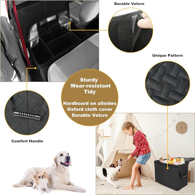 Car Seat Extender for Large Dogs, Front & Back Seat Extender for Dogs up to 180 LBS with Large Storage for SUV or Small Trucks, Gap Filler Prevent Pets from Falling