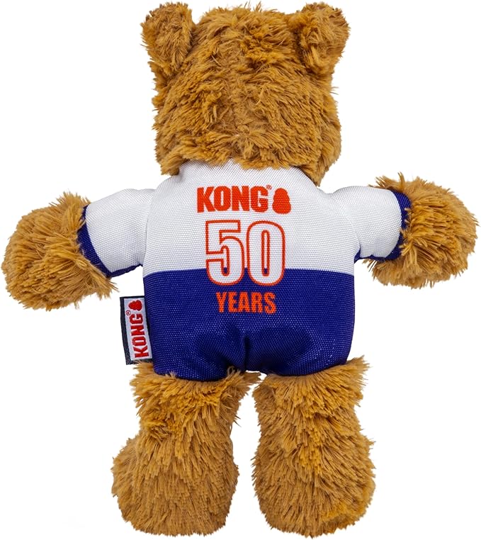 KONG Wild Knots Bear Soccer Player Dog Toy – England – National Team Jersey Inspired – International Tournament Edition – Plush Rope Toy with Squeaker, Medium/Large