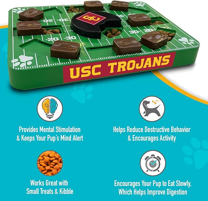 Pets First NCAA USC Trojans Puzzle Toy, Puzzle Treat Dog Toy, Interactive Dog Treat Toy, Dog Puzzle Fedding Slow Toy