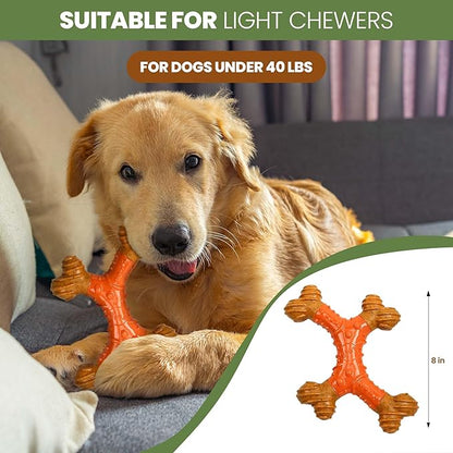 SPOT Bam-Bones Dental X-Bone - Made with Bamboo Fiber and a Massaging Rubber Center, Durable Oral Care Dog Chew for Light Chewers & Teething Puppies under 40lbs, 8in Allergen Free Peanut Butter Flavor