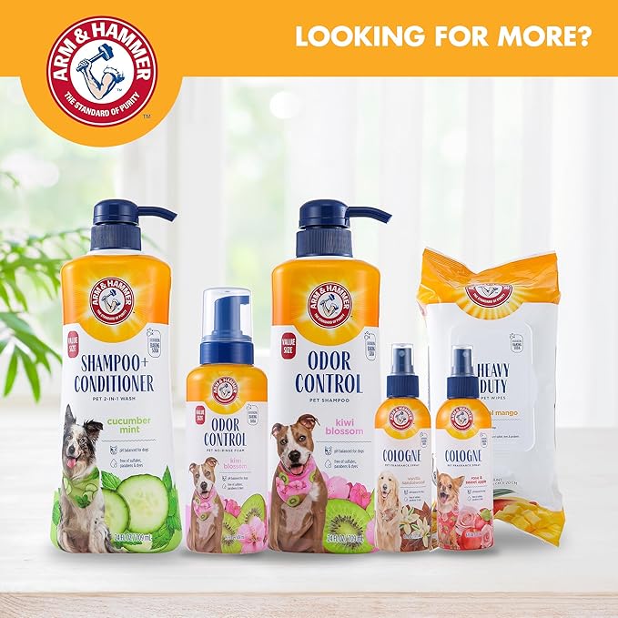 Arm & Hammer for Pets Heavy Duty Multipurpose Bath Wipes for Dogs | All Purpose Dog Wipes Remove Odor & Refresh Skin for Pets | Fruity Mango Scent, Two (2) 100 Count Packs of Pet Wipes