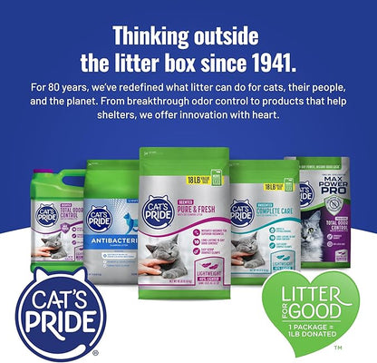 Cat's Pride Max Power: Bacterial Odor Control - Up to 10 Days of Powerful Odor Control - Strong Clumping - 99% Dust Free - Multi-Cat Litter, Scented, 15 Pounds