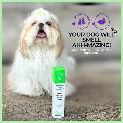 Hydrating Daily Dog Deodorant Spray – Gentle Between Bath Cleansing & Deodorizing Spray for Grooming Dry & Sensitive Skin – Extends Between Bath Time During Cold Weather