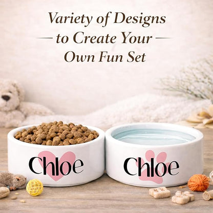 Custom Dog Bowl | Personalized Food & Water Dish with Name | Microwave & Dishwasher Safe Ceramic Pet Feeding Bowl | Gift Idea for New Puppy Owners | White – Large