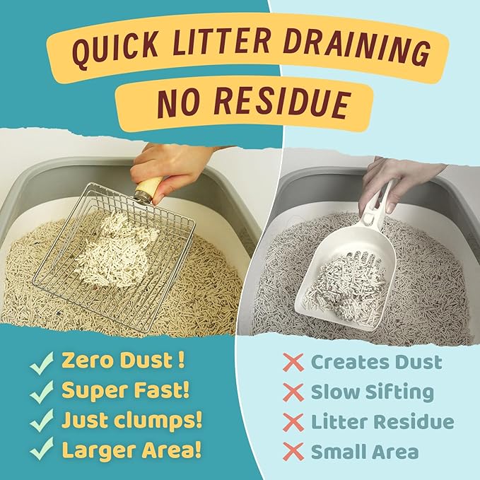 Cat Litter Scoop with Holder-Speed Sifter Litter Box Scooper Captures All Clumps - Kitty Metal Scooper, Kitty Litter Sifting Shovel Comfy Handle,Heavy Duty Speed Sifter,for Litter Box-Basic