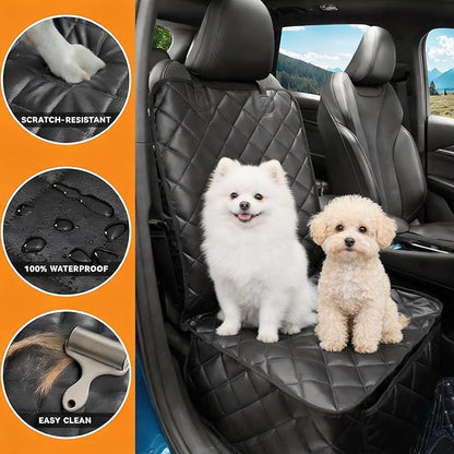 Car Seat Cover for Dogs,Waterproof PU Leather Dog Car Front Seat Cover,Heavy Duty Captain Seat Protector for Pets & Humans,Fit for Most Vehicles, Pickups,Trucks, SUVs(Black)
