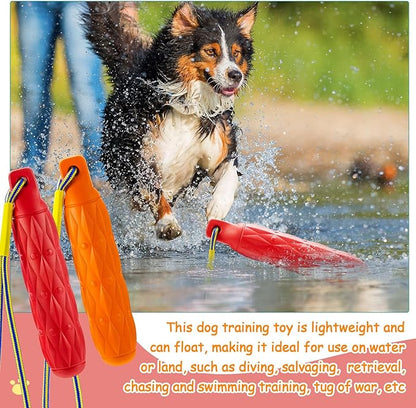 2 Pcs Floating Dog Toys Bumper with Throw Rope Retriever Training Puppy Pool Toys Standard Size Water Interactive Chew Toy for Duck Dog Hunting Training Outdoor Pool Activities