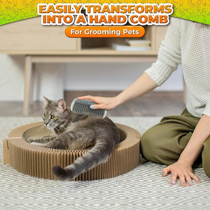Cat Corner Scratcher – Cat Self Groomer for Indoor Cats – Wall Brush with Face Scratchers and Catnip | Easy to Install, Soft Massage, Fur Remover, Grooming Tool Also Works as Hand Comb for Cats