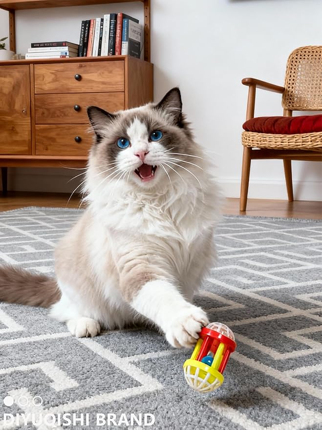10 Colorful PP Cat Toys Balls for Indoor Kitten, Interactive Chase and Bite Toys for All Kittens and Cats (1.5'' - 2.2'')