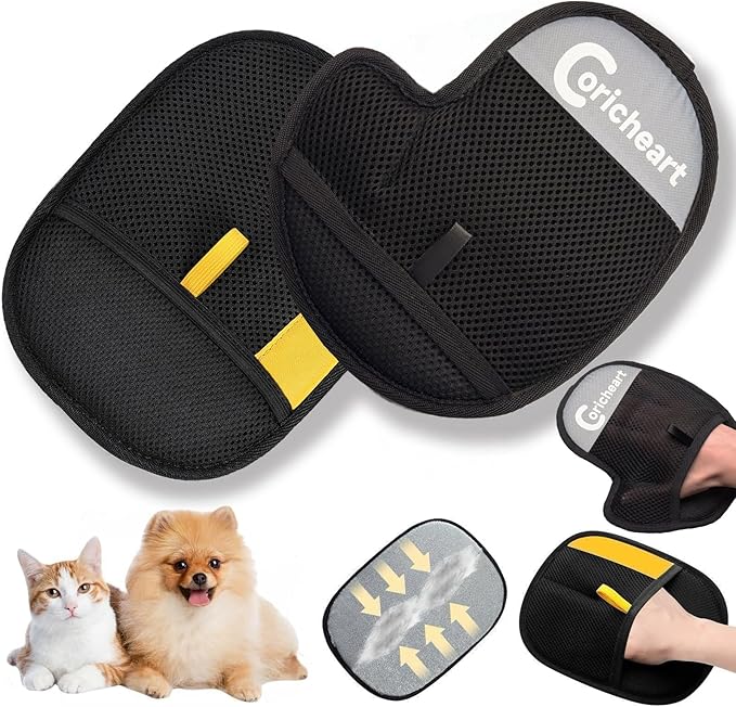 2 Pcs Pet Hair Removal Gloves Brush, Reusable Dog Cat Electrostatic Hair Remover Grooming Glove Tool