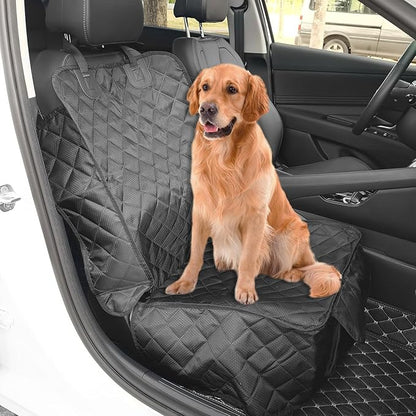 Front Seat Cover, Full Protection Dog Car Seat Cover with Side Flaps, Universal Captain Chair Seat Cover for Cars Trucks SUVs, Scratch-Proof, Nonslip, Easy to Install & Clean, Black