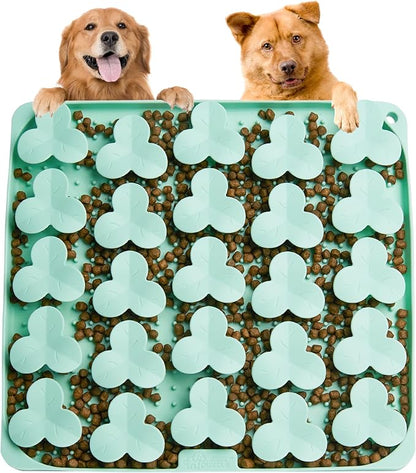 Puzzle Feeder Snuffle Mat for Dogs, Lick Mat for Dogs to Slow Down Eating, Dog Puzzle Toys for Large and Medium Breed Dogs, Silicone Dog Bowls for Dry, Wet, Raw Food, Green