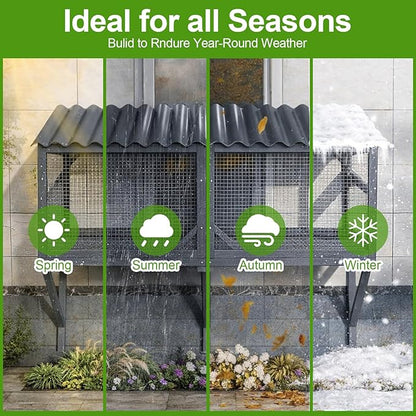 Cat Window Box Catio Outdoor Pet Patio with Bug Proof Net for Sunbathing, Napping＆Bird Watching Cat Outside Enclosure no Drill Window Perch for Indoor Cats for Apartments, Grey/White (Grey)