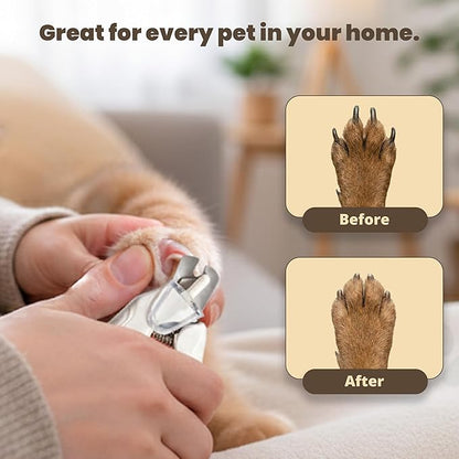 2-in-1 Dog Nail Clippers & Cat Nail Clipper with 2 LED Lights, USB Rechargeable with Safety Guard, Low Noise Grooming Tool for Small, Medium, and Large Dog & Cat Nail Trimmer(White)