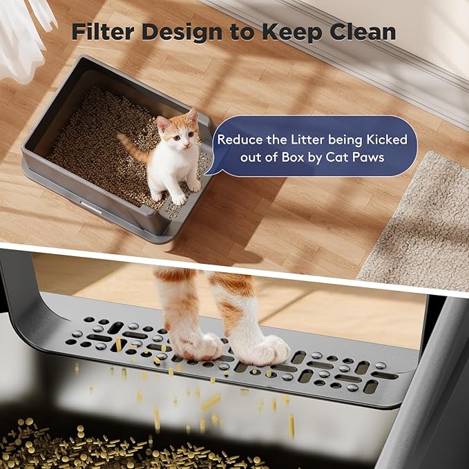 FURTIME 2 Pack Stainless Steel Cat Litter Box with Lid, Metal Kitty Litter Box for Small Cats, Kitten Litter Boxs with Non-Sticky, Anti-Leakage, Easy to Clean, 17"x13"x8.4" (Small)