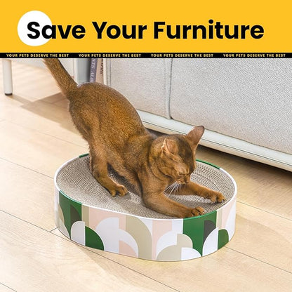 Cat Scratcher Cardboard,2 in 1 Oval Cat Scratch Pad Bowl for Indoor Kitty Grinding Claw,Round Kittens Scratching Board Corrugated Lounge Pet Beds&Furniture Protector for Couch&Carpets&Sofas