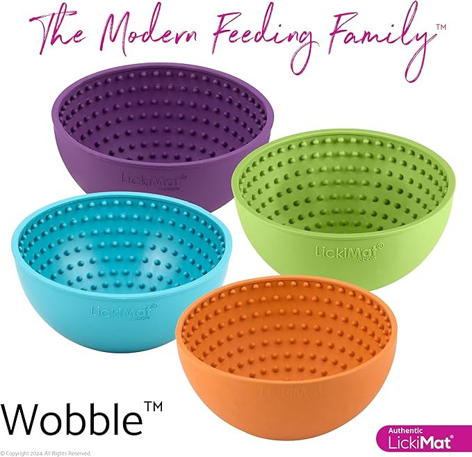 LickiMat Wobble, Dog Slow Feeder Bowl Lick Mat, Boredom Anxiety Reducer; Perfect for Food, Treats, Yogurt, or Peanut Butter. Fun Alternative to a Slow Feed Dog Bowl, Green