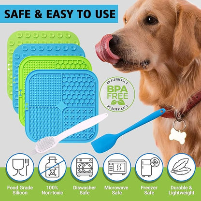Dog Lick Pad, 2-Pack Large Licking Mat for Dogs, Slow Feeder Dog Licking Mat with Suction Cups. Boredom & Anxiety Reducer, Perfect for Food, Treats, Yogurt, or Peanut Butter.