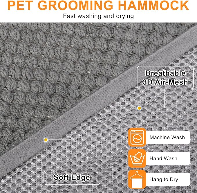 BEAUTYZOO Dog Grooming Hammock for Small Dogs Cat- Dog Sling for Nail Trimming/Clipping- Dog Hanging Holder with Thick Fabric Neck Support & Strap Restraint Claw Care,Gray Pineapple,S