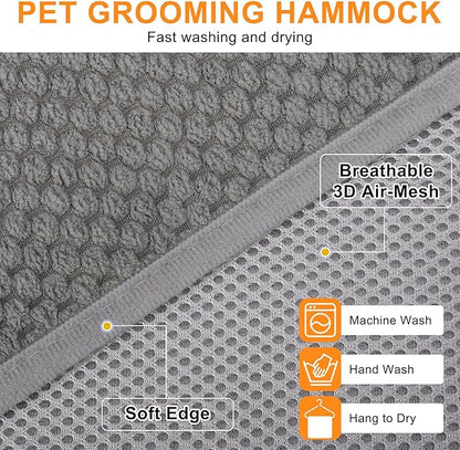 BEAUTYZOO Dog Grooming Hammock for Small Dogs Cat- Dog Sling for Nail Trimming/Clipping- Dog Hanging Holder with Thick Fabric Neck Support & Strap Restraint Claw Care,Gray Pineapple,S