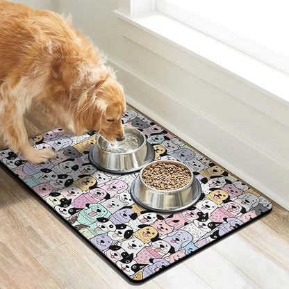 Pet Feeding Mat for Floors Waterproof Dog Mat for Food and Water Absorbent Quick Dry Non Slip mat for Cat Bowls