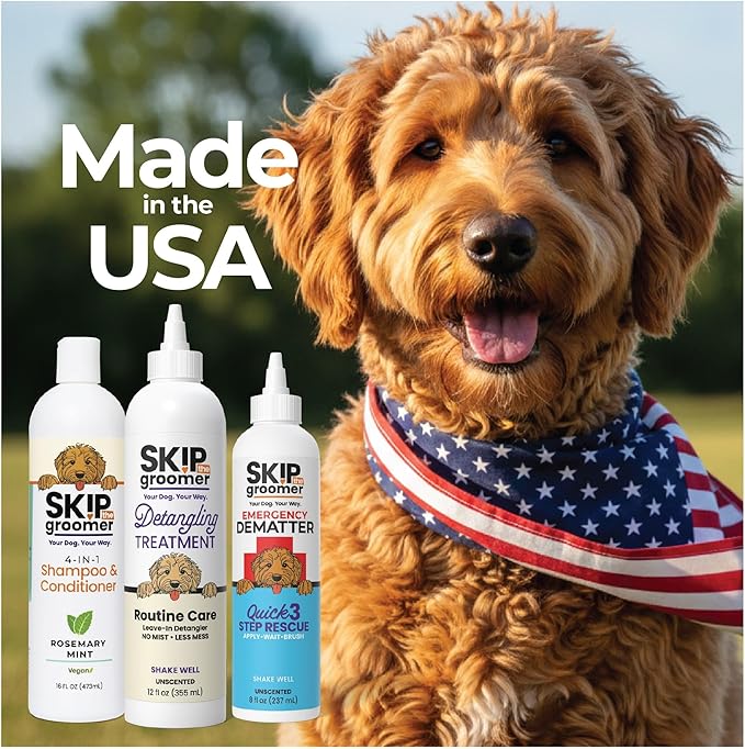 Dog Shampoo & Conditioner for All Breeds – Goldendoodles, Poodles & Doodles – 4-in-1 Reset for Bath Days – Deep Clean, Condition, Detangle & Moisturize Curly Coats – 16 oz