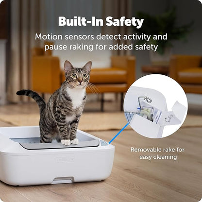 PetSafe ScoopFree Crystal Plus Automatic Self-Cleaning Cat Litter Box System – Not Enclosed – Advanced Odor Control – Includes 1 Disposable Crystal Litter Tray – White (PAL00-18016)