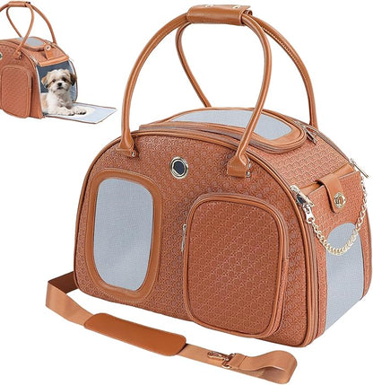 Dog Purse Carrier for Small Dogs, Airline Approved Pet Carrier Purse with Mesh Windows, Soft-Sided Travel Bag for 5–9 lbs Puppy & Cats, Lightweight Tote for Travel & Daily Outings