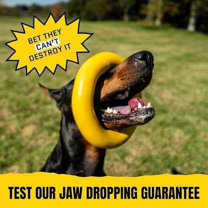 Giant XL Virtually Indestructible Dog Ring - Lifetime Replacement - Tough, Durable Chew Toy for Aggressive Chewers - Safe Non-Toxic Natural Rubber - Chew, Tug, Fetch - Large - 9"x2", 2.25lbs
