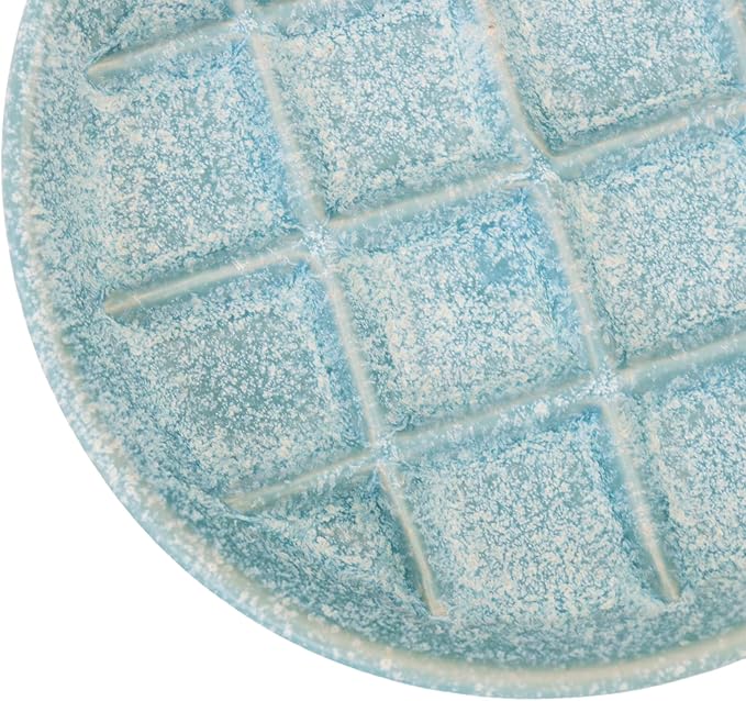 Ceramic Slow Feeder Cat Bowls 6 Inch Shallow Whisker Friendly Cat Food Bowls Grid Cat Dishes Pet Plate for Cat and Puppy, Dishwasher Safe (Blue)