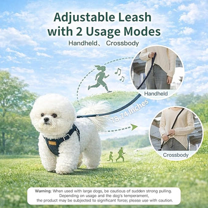 Hands Free Dog Leash and Harness Set, Adjustable No Pull Puppy Harness, Soft Breathable H-Type Vest for Small Medium Dogs Cats Walking Jogging Training (Denim Blue, XL)