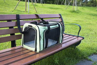 Soft Sided Carrier for Small Medium Cats Dogs ,Removable Pad Collapsible Travel Pet Carrier Large Green