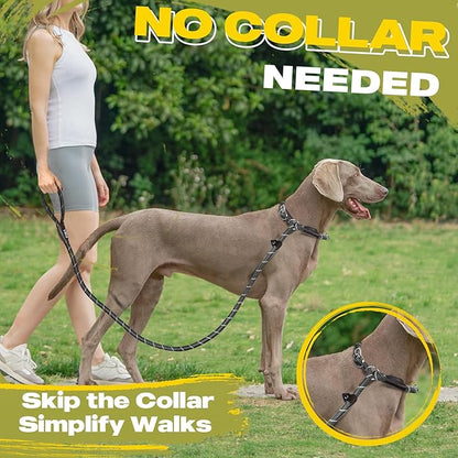 Fida Slip Leads for Dogs, 4 FT x 1/2" Dog Leash Heavy Duty Comfortable Strong Rope Lead for Large, Medium Dogs, No Pull Pet Training Leash with Highly Reflective, Black