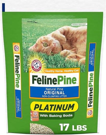 Feline Pine Platinum Non-Clumping Cat Litter, Feline Pine Cat Litter 17lb