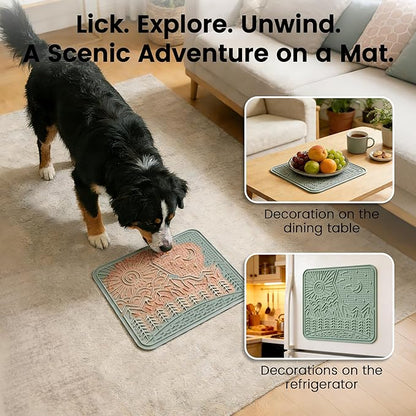OHMO Lick Mat for Dogs and Cats Nature Design(Extra Large 1pc) Easy to Clean Pet Slow Feeder with Suction Cups, Enrichment for Anxiety Relief and Boredom Reduction(Sage Green)