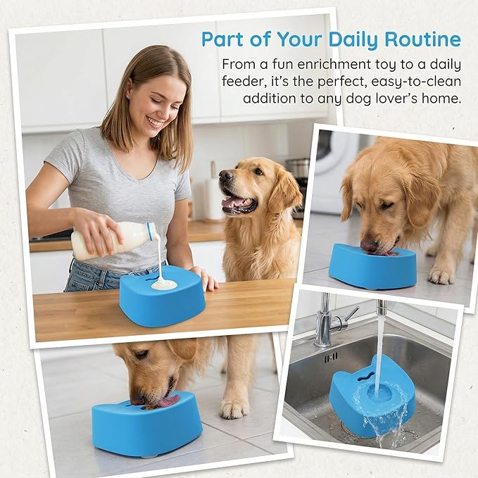 Slow Feeder Dog Bowls for Liquid Treat with 4 Powerful Suction Cups,Dog Licking Bowl with Rolling Balls for Bone Broth & Yogurt,Food‑Grade Rubber, for Large Medium Small Puppy Breeds (Black)