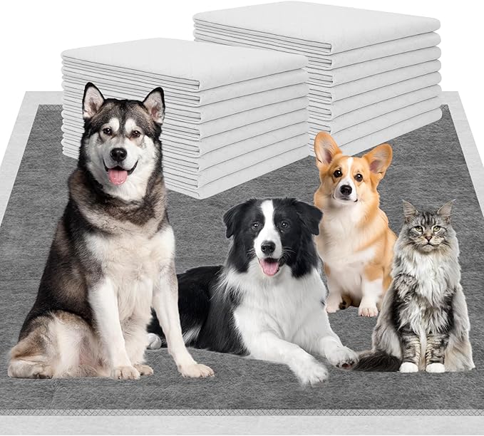 Charcoal Puppy Pads 36"×51", Ultra-Large Carbon Pee Pads for Dogs, Odor-Control Puppy Pads, 6-Layer Dog Training Pads, Ultra-Absorbent & Quick-Dry Black Dog Pads 100 Count