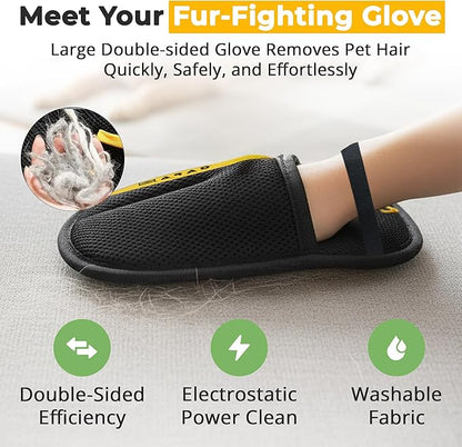 electrostatic pet Hair Removal Glove, Reusable the Magic Brush pet Hair Remover, 2-Piece pet Glove Set for Furniture, Clothing, Car Seats, Reusable 2-in-1 Design, 2PCs