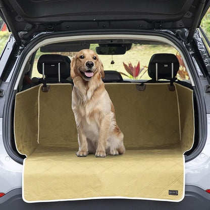 Petsfit SUV Cargo Liner for Dogs, Water-Resistant Scratchproof Dog Cover for Car with Side Flap, Durable Washable Dog Trunk Cover for SUV Against Dirt and Pet Hair, Large Size Universal Fit, Khaki