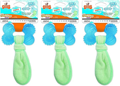 Nylabone 3 Pack of Chill 'n Chew Puppy Teething Toys, Small, Allergen-Free Peanut Butter Flavor