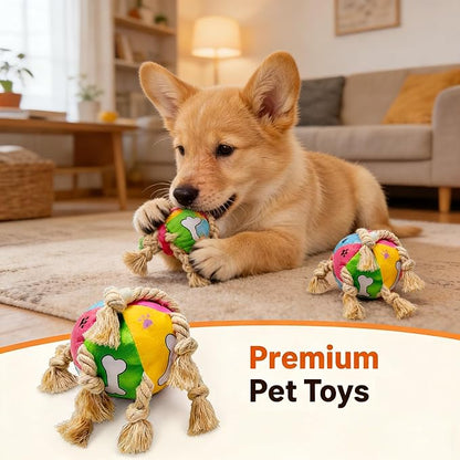 Indestructible Bear Dog Rope Toy with Rope for Aggressive Chewers, Tug of War Dog Toy Durable Chew-Resistant Interactive Ball for All Breeds (Tug Ball)